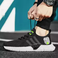 Tênis de corrida leve macio casual masculino, tênis esportivo ao ar livre, antiderrapante para caminhada, resistente ao desgaste, tênis de corrida