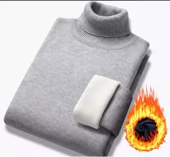 Pulôver de gola alta masculino, gola alta, velo, quente, slim fit, suéter casual, jumper monocromático, tendência de inverno, 4XL - comprar online