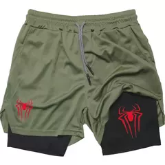 Calções desportivos com estampa aranha masculina, casual, ginásio, compressã - loja online