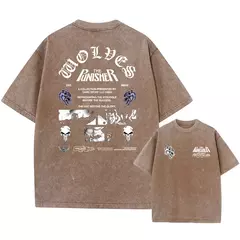 Lobos escuros Vintage lavados camisetas para homens, musculação em ginástica, roupas masculinas extragrandes, fitness no verão, treino - Wolf Magazine