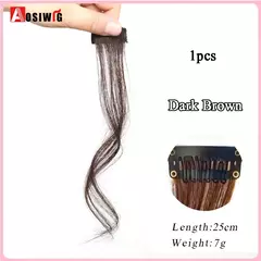 Peruca de síntese parte intermediária franja extensões de cabelo clipe na testa natural sem costura franja oblíqua francesa franja de oito caracteres