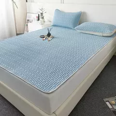 Imagem do Verão resfriamento acolchoado colchão protetor capa látex engrossado respirável colchão topper para único duplo rainha rei tamanho cama