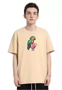 Imagem do Men's Pixel Zoo Print T-shirt, puro algodão, AD008