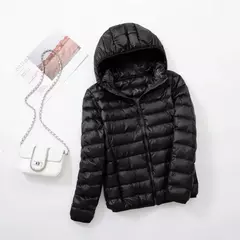 Casaco fino leve com capuz de pato para mulheres, casaco curto fino, streetwear quente, branco, plus size, casacos, outono, inverno, 2023