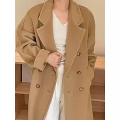 Casaco de Cashmere Camel Classic, casaco de lã de comprimento médio, novo, 101801, outono e inverno