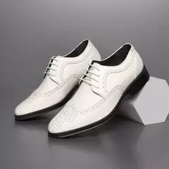 Sapatos de couro de bezerro genuíno, sapatos formais de negócios clássicos masculinos, sapatos Oxford artesanais