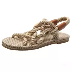Sandálias de corda trançada feminina, estilo casual tradicional, criatividade simples, sapatos de verão - comprar online