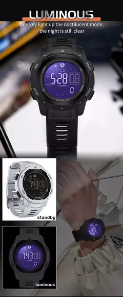 Imagem do Relógio de pulso masculino Sanda, 50m à prova d'água, led, digital, militar, esportes, pedômetro, calorias, marca, 2145