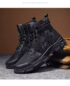 Botas masculinas casuais ao ar livre botas de deserto outono moda camuflagem rendas sapatos de plataforma homem botas masculinas zapatos hombre - Wolf Magazine