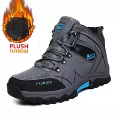 Botas de neve de couro impermeáveis masculinas, super quentes, ao ar livre, caminhadas, trabalho, sapatos de viagem, inverno, tamanho 39-47 - loja online
