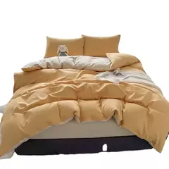 Conjunto de colcha de algodão lavada para dormitório estudantil, cama estilo japonês quadriculada outono e inverno, 4 unid