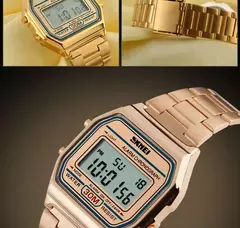 Skmei-Relógio digital à prova d'água para homens, pulseira de aço inoxidável, display LED, relógios esportivos casuais, moda, 1123 - comprar online