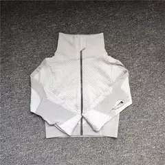 Imagem do Conjunto de ioga sem costura manga longa para mulheres, top fitness, zíper, calças esportivas, ternos ativos de ginástica, quente, 1pc, 2024