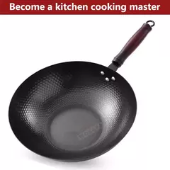 Panela de ferro grosso Wok, Panela não revestida de cozinha, Fogão a gás, Fogão de indução, Panelas estilo japonês, 32cm, 2mm - loja online