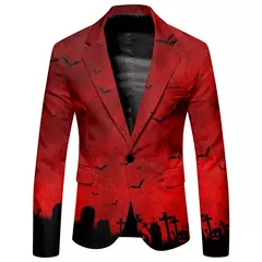 Terno solto casual estampado em Halloween masculino, jaqueta de botão único, p - loja online