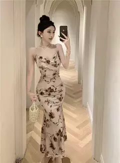 Vestido feminino justo de cauda de peixe, vestido elegante na moda, colarinho francês, leste europeu e sudeste asiático, atacado, 2024 na internet