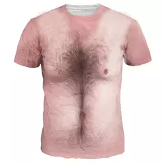 Imagem do Camiseta masculina estampada em 3D, manga curta, roupa de rua, respirável, top grande com o pescoço, padrão muscular divertido, verão, nova