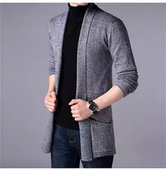Cardigã fino de malha masculino, 5 cores, casacos de suéter, jaqueta justa, monocromática, roupa casual, novo, 2023 - loja online