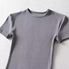 Camiseta feminina com ajuste magro, manga curta apertada, camiseta com gola O, tops básicos de corte sólido, casual, verão - comprar online