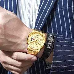 Nibosi moda masculina relógios de aço inoxidável quartzo cronógrafo relógio à prova dwaterproof água marca luxo relógio para homem relogio masculino - Wolf Magazine
