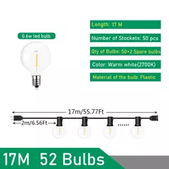 Imagem do Outdoor LED String Lights, Lâmpadas, Festão, Fada, Pátio, Guirlanda, Lâmpada, Casamento, Rua, Acampamento, Jardim, Decoração de Festa, G40, 110V, 220V