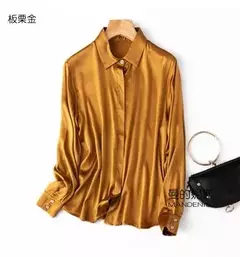 Camisa de seda pesada de luxo feminina, manga comprida, 93% seda amoreira, estilo senhora do escritório, viajante, primavera, verão - loja online