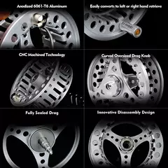 Imagem do Full Metal Fly pesca carretel, alumínio liga corpo, usinado, 3/4, 5/6, 7/8