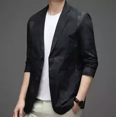 Imagem do Blazers e roupas de peito único para homens, jaqueta grande, casacos casuais, roupas da moda, plus size, azul, nova primavera
