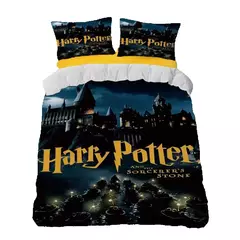 Conjunto de cama dos desenhos animados harries p-potters capa de edredão fronha relíquias da morte colcha capa para crianças presente único duplo grande - loja online