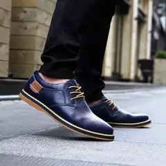 Oxfords-vestido de couro genuíno masculino, brogue, com renda para cima, sapatos casuais masculinos italianos, mocassins de marca de luxo, mocassins plus size 38-48 - Wolf Magazine