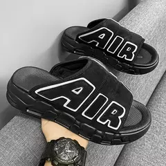 Chinelos esportivos antiderrapantes masculinos, chinelos com design de almofada de ar, escorregador macio, verão, novo