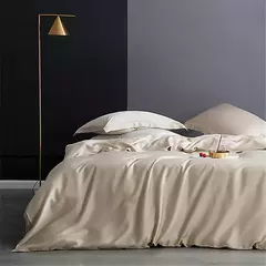 Imagem do Lanlika-Luxo Natureza Branco Conjunto De Cama, Capa De Edredão, Lençol Plano, Roupa De Cama, Fronha Para Dormir, Duplo, Rainha, Rei, 100% Seda, Presente