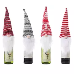 Papai Noel Natal garrafa de vinho tampa, ornamento do chapéu, decoração da festa para casa, ano novo, 1 conjunto