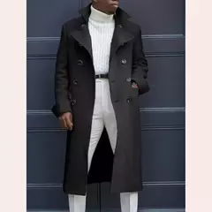 Casaco de trespassado duplo masculino, casaco longo, sobretudo com mistura de lã, casacos brancos, streetwear, jaqueta solta, moda festa - comprar online