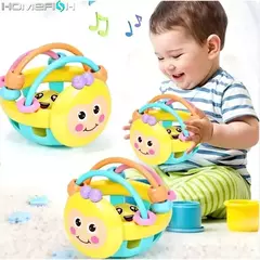 Plástico sino chocalho boneca para o bebê, brinquedo bendy, desenvolver a inteligência, 0-12 meses, 1pc, 10cm