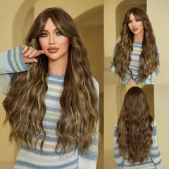 NAMM Peruca curta lisa marrom para mulheres, elegante, fofa, ondulada, sintética, fibra resistente ao calor, para uso diário na internet