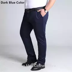 Imagem do Calça de vestido reto grande para homens, alta esticada, escritório, preta, azul, cinza, calças de terno formal, plus size, 52, 50, 48, 46