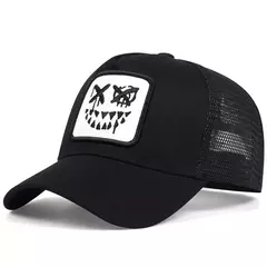 Homens e mulheres Sorridente Rosto Bordado Baseball Mesh Cap, Adulto Chapéu de Caminhão, Outdoor Casual Sun Caps, Ajustável Sports Golf Hat, Dentes na internet