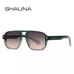 SHAUNA-Retro Double Bridges Square Sunglasses para homens e mulheres, gradiente tons, designer de moda, rebites óculos de sol, UV400