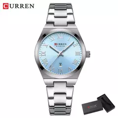 Curren-relógio de pulso de aço inoxidável feminino, cor do ouro, impermeável, quartzo, romântico, presente para namorada
