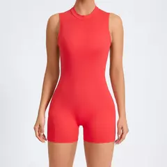 Imagem do Sem mangas Yoga Vest Set para mulheres, colheita exercício, ginásio, treino, fitness, raspar shorts, macacão ativo, macacão esporte, almofada, 1 peça, 2024