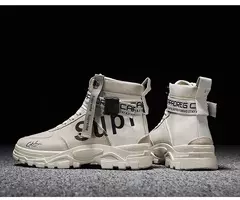 Botas masculinas 2024 novo outono dedo do pé redondo alta bunda plataforma de fundo grosso botas na moda grande 46 rendas até aumento de altura botas ao ar livre na internet