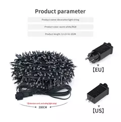 Imagem do Decorativa LED String Fairy Lights, Lâmpada de férias ao ar livre, Guirlanda para árvore de Natal, Decoração de casamento, 50m, 100m, 110V, 220V