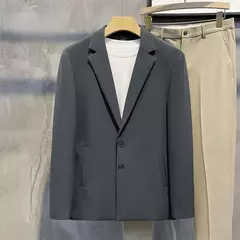 Blazer fino de negócios masculino, roupas estilo coreano, casaco casual, terno elegante, jaquetas marrons, de alta qualidade, 2024