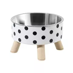 Tigela para cães e gatos com bolinhas xadrez em aço inoxidável antiderrapante fácil de limpar para ambientes internos e externos - Wolf Magazine