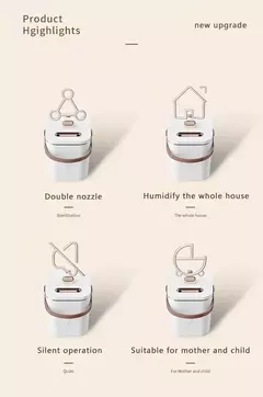 USB 1.8L Grande Capacidade Dupla Bico Umidificador Desktop Night Light Home Bedroom Car Desktop Portátil Atomizador na internet