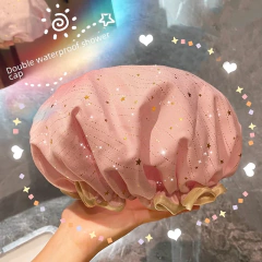 Tampa de banho impermeável de camada dupla para mulheres e crianças, touca de banho reutilizável, resistente a óleo e fumo, chapelaria durável, atacado - comprar online