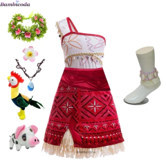 2025 menina moana vaiana traje crianças vestido de princesa verão praia conjunto cosplay roupas natal carnaval roupas de halloween