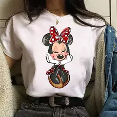 Moda mickey minnie mouse disney camiseta roupas femininas verão manga curta topos casuais camiseta kawaii - Wolf Magazine
