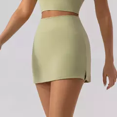Saias de Tênis Respiráveis de Cintura Alta Feminina, Mini Saia Monocromática, Calções de Ginástica, Yoga Fitness, Slim Fit, Corrida e Fitness, 2021 - loja online